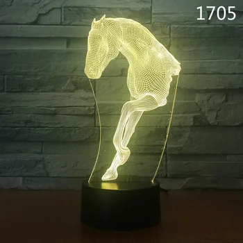 Multi Zirgu 3D Nakts Lampas Akrila Lāzera Stereo Ilūziju 7/16 Krāsas Suvenīru Dāvanas, Skaistas Guļamistabas Apgaismojums