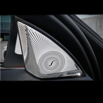 Nerūsējošā Tērauda Auto stils Durvju Pīkstulis Audio Skaļrunis Dekoratīvais Vāciņš Melns, 3D uzlīmes par Mercedes Benz. Gadam - C-Klases W205