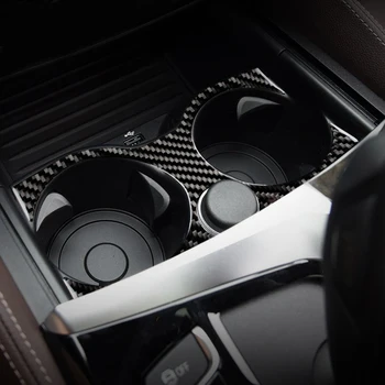 Oglekļa Šķiedras Auto Iekšējās Kontroles Pārnesumu Pārslēgšanas Panelis Ūdens Kausa Turētāja Vāku Apdare uzlīme BMW 5 Sērijas 6GT G30 G32 G38 Piederumi