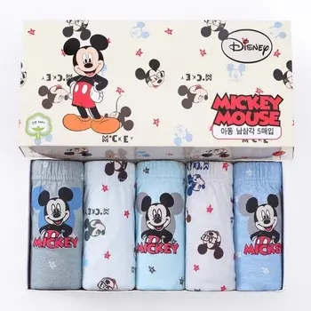 Oriģinālajā kastē 5gab/komplekts Disney Mickey Mouse Minnie Bērnu apakšbikses bērnu kokvilnas apakšveļu, rotaļlietas, bērnu Dzimšanas dienas dāvanu plīša Lelle
