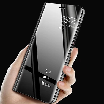 Par Godu 9X Gadījumā Luksusa Flip Stends, Spogulis, Telefons, Gadījumā, Huawei Honor 9X STK-LX1 X9 Aizmugurējo Vāciņu Godu 9X Premium Aizsardzības Gadījumā