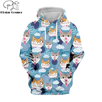 PLstar Cosmos dzīvnieku gudrs KAĶIS MĪLESTĪBAS KRĀSU daudzi kaķu un suņu 3d hoodies/sporta Krekls Ziemas rudens Harajuku ilgi streetwear