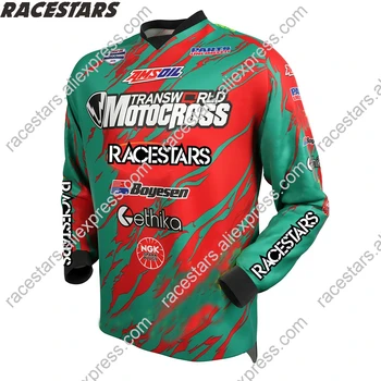 RACESTARS Moto Jersey DH BMX Kalnu Jersey Kalnu Spexcel Motokrosa Sacīkšu MTB Motociklu Jersey MX T krekls ar garām Piedurknēm