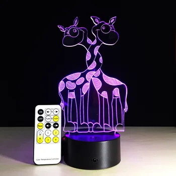 Radošā Cute Dzīvnieku Žirafe 3D LED Vizuālo Nakts Gaisma Krāsains Attālos vai Touch Galda Lampas, Ziemassvētku, Dzimšanas dienas svinības Dekoru, Dāvanu