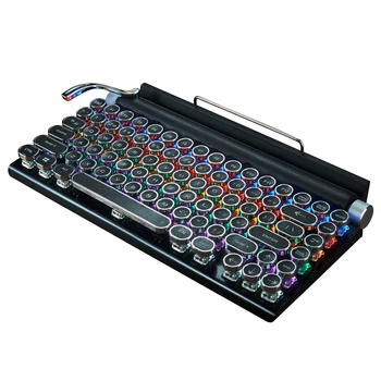 Rakstāmmašīnu Tastatūra, Bezvadu Bluetooth RGB Krāsains Apgaismojums Retro Mehāniskā Tastatūra Mobilais Tablet Klēpjdatoru, JR D