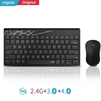 Rapoo Multi-mode Klusums Bezvadu Tastatūras, Peles Combo Pārslēgtos Starp Bluetooth & 2.4 G Pievienojiet 3 Ierīces ar Datoru/Telefonu/Mac