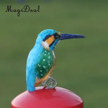 Reāli Kingfisher Putnu Figūriņas Dekori Dārza Izrotājumus Statuja Koka Dekori Interjera Iekštelpu Bonsai Rotājumi
