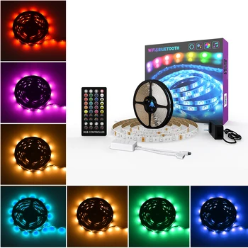 RGB LED Strip Gaismas WIFI LED Gaismas Sloksne 12V Lentes RGB LED Lente SMD 5050 Neona Sloksnes Bluetooth Diožu Lentes Apgaismojums Telpā, TV