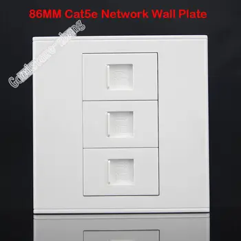 Sienas Kontaktligzda 3 Porti Kontaktligzdas Tīkla Ethernet LAN CAT5 CAT 5e, Kontaktligzdu Panelis Faceplate Mājas Plug Adapteri Standarta 86mm Vairumtirdzniecība