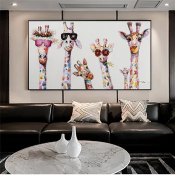 Sienas Mākslas Dekoru Kanvas Glezna Cute Karikatūra Žirafes Plakātu Drukāt Audekls Art Pictures bērnistabai Ziemeļvalstu Mājas Dekoru