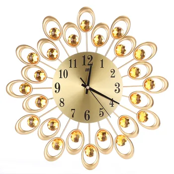 Sienas pulkstenis 3D Metāla Sienas Pulkstenis ar Dimantu pāvs Stils Nav Atzīmējot Klusums Žilbinošas Pulkstenis Mājas reloj relogio de parede saat &e