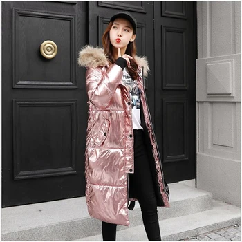 Sieviešu ziemas jaka garš, silts mētelis Sudraba, Spīdīgs mētelis 2019 dāmas parka plus lieluma Outwear chaqueta feminino 202