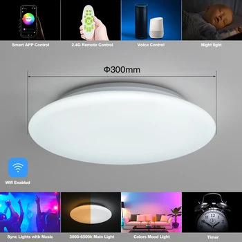 Smart griestu gaismas WiFi balss vadības APLIKĀCIJU tālvadības pulti, RGB dimming krāsu tonēšana virtuves, guļamistabas LED griestu lampas