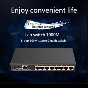 Smart Vlan Gigabit Switch 9 Ostas 100+1000M RJ45 Desktop MINI Fast Ethernet Tīkla Slēdzi, Lan Hub Pilnu vai Pusi dupleksā Apmaiņa