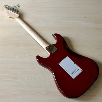 Spīdumu 6 string ST elektriskā ģitāra pilna basswood ķermeņa black 39 collu elektriskā ģitāra ar krāsainiem valde ar nelielu plaisāt