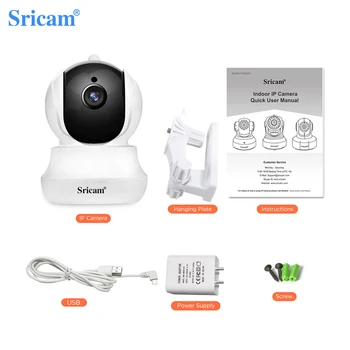Sricam SP020 HD 3.0 MP WIFI IP Kameras Smart Home 360° Skatu 1296P Mini PTZ Kameras Bezvadu Baby Uzraudzīt Onvif Drošības CCTV Cam