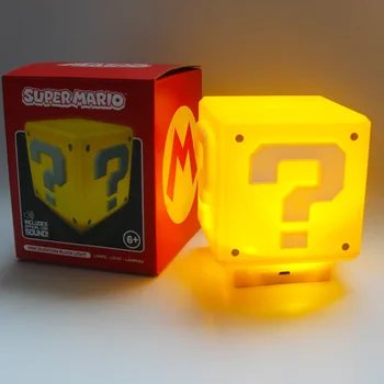 Super Mario LED Jautājuma Zīmes Skaņu Nakts Gaisma USB Uzlādes Cube Spēle Mājās Apdare Bērnu Gultas Lampa Dāvanu ēsmas zivtiņu vadi ar Mūziku