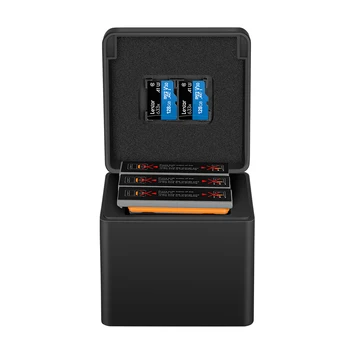 TELESIN 3 Battery Pack + 3 Sloti Akumulatoru Uzglabāšanas Smart Lādētāju TF Kartes Uzglabāšanas Kārba, DJI Osmo Rīcības Kameru Piederumi