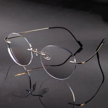 Titāna Briļļu Rāmis bez apmales Sieviešu Brilles Apaļas Brilles Vīriešiem Tuvredzība Optisko Recepšu Brilles Korejas Briļļu ietvaru