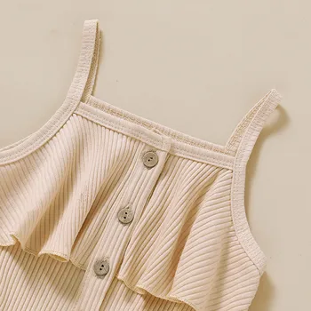 Toddler vasaras apģērbu meiteņu drēbes, zīdaiņu kombinezonus bez Piedurknēm, Solid Ruffles Zeķu Romper Jumpsuit одежда для новорожденны t5