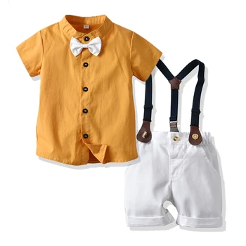 Top un Top Zēni Džentlmenis Kokvilnas Apģērbu Komplekts Gadījuma Īsām Piedurknēm Krekli+Bikses Bērniem, Apģērbs Bērniem, Modes Kostīmi, Uzvalki