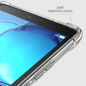Triecienizturīgs silikona gadījumā Huawei MediaPad T5 10 10.1 AGS2-W09/L09/L03/W19 caurspīdīgu gumijas aizmugurējo vāciņu elastīgu buferi