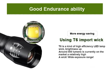 Ultrafire LED Lukturīti XML-T6 18650 Tālummaiņa Zibspuldze + Q5 Mini Taktiskais Lukturītis Laterna, Flash Lāpu Ūdensizturīgs Kempings Gaismas