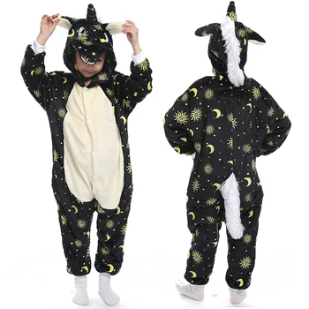 Unicorn Kigurumi Kids Sleepwear Zēni Meitenes Stich Panda Pidžamas Bērniem Funny Dzīvnieku Ziemas Onesies Meitenes, Unicorn Flaneļa Pyjama