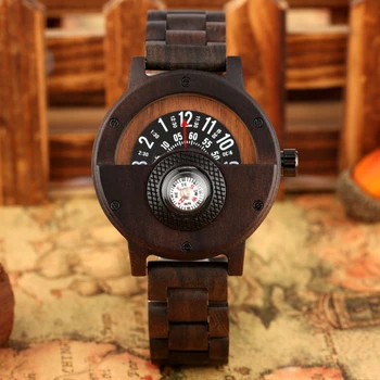 Unikālo Kompass Vinilplašu Dizainers Melnkoks Koka Skatīties Vīriešu Radošo Puslokā Skalu Pulkstenis Pilnu Koka Skatīties Retro Stundu Luksusa Reloj