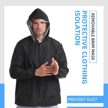 Unisex Vīrusu Aizsardzības Kažoku, Apģērbu Anti-Pilienu Maska Anti-putekļu Noņemama Sejas aizsargu Viegls, ar Cepuri, Drošības Apģērbs