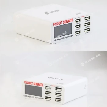 Universālā 6 Porti USB Quick Lādētājs SS-304D-5V 6A Ciparu Displejs, Ātrs Lādētājs, Telefona iPad Elektronisko Produktu