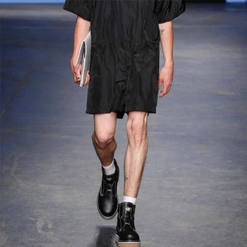 Vasarā jauni Eiropas un Amerikas lielās ielas stilu zaudēt apaļu kakla liela izmēra jumpsuit bikses, īsās bikses-šorti jumpsuit ielas stils vīriešiem