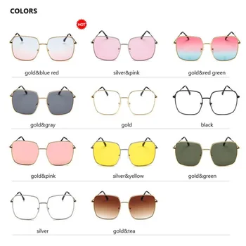 Vintage Lielgabarīta Toņos Sieviešu Saulesbrilles Modes Metāla Kvadrātveida Sakausējuma Rāmja Saulesbrilles Sieviešu Retro Saules Brilles Oculos Feminino
