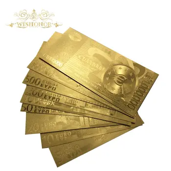 Wishonor 9pcs/daudz Eiro Banknotes 5 10 20 50 100 200 500 1000 1 Miljonu Euro, Zelts Banknošu Zelta Pārklājumu Naudu Par Dāvanas