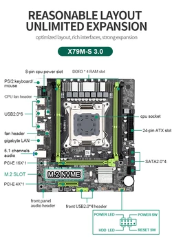 X79 X79M-S pamatplati uzstādīts LGA 2011 E5 2620 CPU 2gab x 4 GB = 8GB DDR3 1333Mhz 10600 ECC REG Atmiņas komplektu, M-ATX kombinācijas Nvme M. 2 SSD