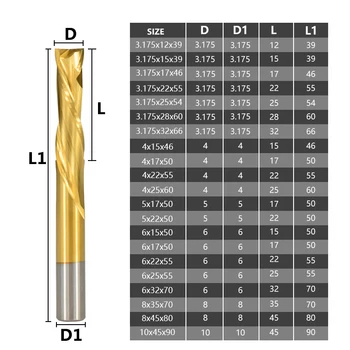 XCAN 2 Flauta uz Augšu, uz Leju, Kuteri 3.175/4/6/8/10mm Kāta Tianium Karbīda Pārklājumu Beigām Dzirnavas CNC Router Bitu frēze