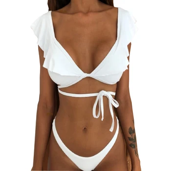 Ziedu Savirmot Bikini Ir 2021. Sexy Balts Peldkostīms Brazīlijas Peldkostīmi Sieviešu Sandales Melnā Bikini Komplekts Peldēšana Sieviešu peldkostīms