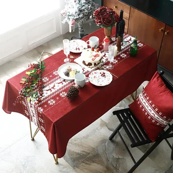 Ziemassvētku un Jaunā gada ballītē galdauts Oilproof Pusdienu Galda ietver Auduma Putekļu Ziemassvētku rotājumi galda pārsega audums