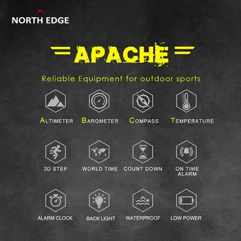 Ziemeļu Malu Apache smart skatīties Vīriešu sporta smartwatch Braukšanas Kāpšana Peldēšana Kompass, Altimetrs, Barometrs, ūdensizturīgs 50m