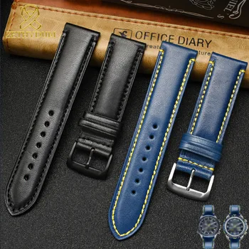 Zilā krāsa Īstas ādas watchband 23mm pātagot pulksteņu siksniņas rokassprādze par pilsoņa AT8020 JY8078 par armani vīriešu pulksteņi band