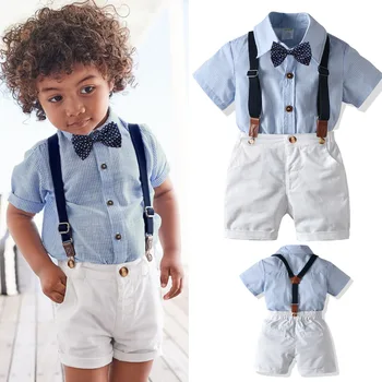 Zēnu Drēbes Vasaras Bērnu Apģērbu Komplekts Toddler Zēnu Sporta Tērps T-krekls+Šorti 2gab Tērpiem Džentlmenis Kostīms Bērniem Drēbes, Uzstādīt