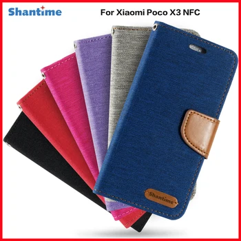 Āda Flip Case For Xiaomi Poco X3 NFC Biznesa Xiaomi Poco X3 NFC Kartes Turētāju Silikona Foto Rāmis Case Maks Vāciņš