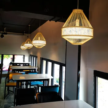 Ķīnas Klasiskā Bambusa Piekariņu Gaismas Koka LED Neatkarīgu Lampas Ēdamistaba Dzīvojamā Istaba Guļamistaba Virtuves Bēniņi Karājas Lampas Luminaria